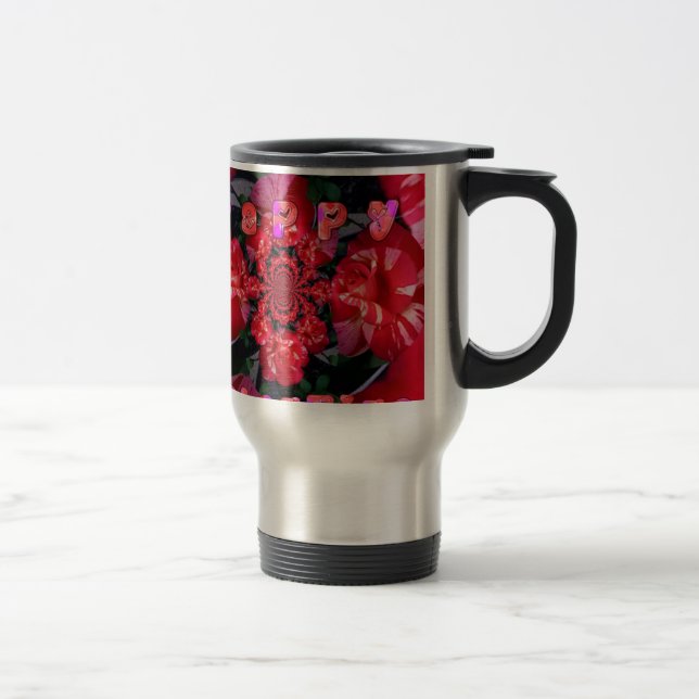 Caneca Térmica Impressão de Arte "Namorados Feliz", Rosas vermelh (Direita)