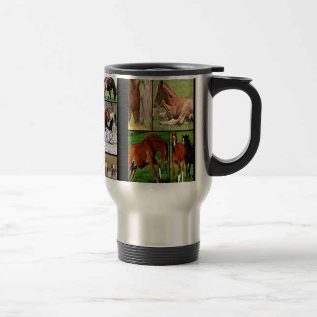 Caneca Térmica Impressão de colagem de cavalos (Direita)