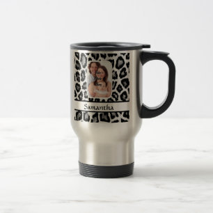 Caneca Térmica Impressão de leopardo preto e branco