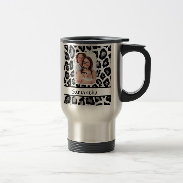 Caneca Térmica Impressão de leopardo preto e branco (Direita)