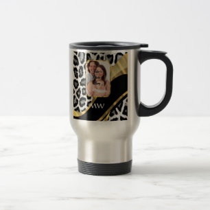 Caneca Térmica Impressão de leopardo preto e dourado