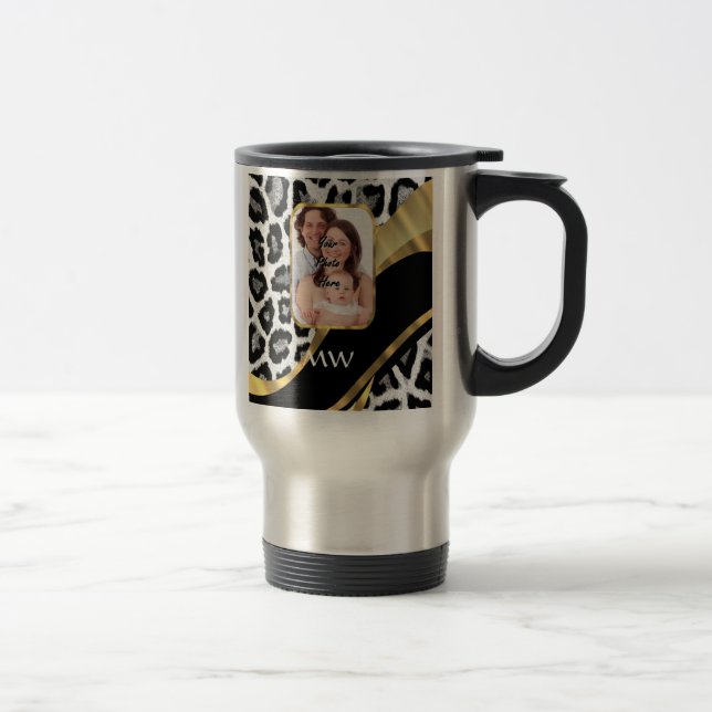 Caneca Térmica Impressão de leopardo preto e dourado (Direita)