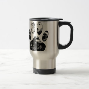 Caneca Térmica Impressão de Pata de Cachorro Preta e Branca
