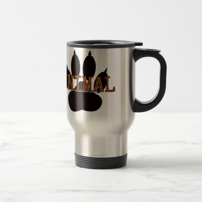Caneca Térmica Impressão de Paw Animal Preto (Direita)