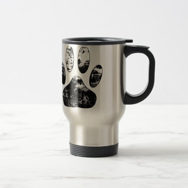 Caneca Térmica Impressão de Pista de Cachorro Preto e Branco (Direita)