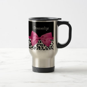 Caneca Térmica Impressão do Leopardo de Fita Rosa Vivaciosa Escu
