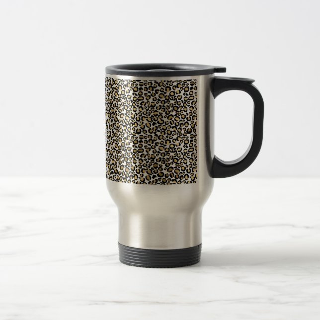 Caneca Térmica Impressão Dourada de Leopardo Preto (Direita)