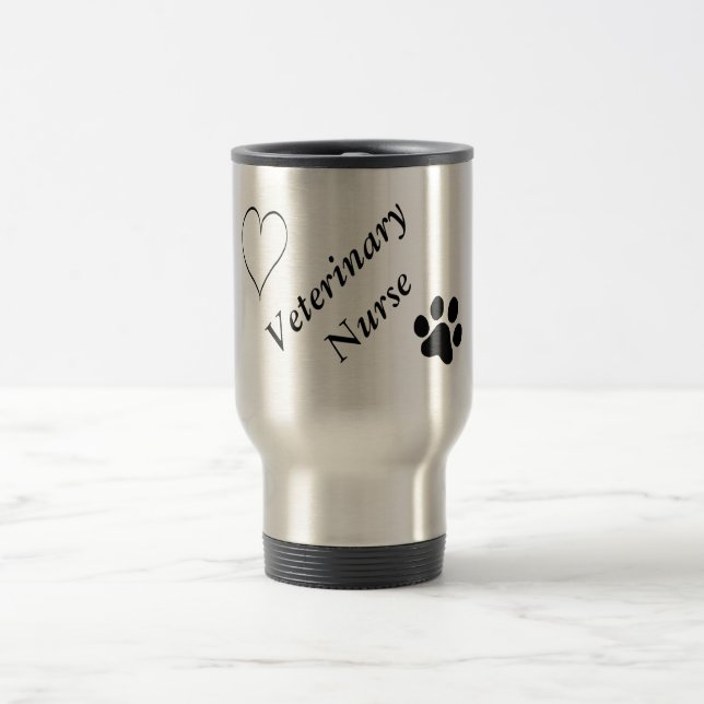 Caneca Térmica Impressão e coração Enfermeira-Pretos veterinários (Centro)