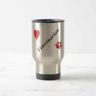 Caneca Térmica Impressão e coração Veterinário-Vermelhos da p
