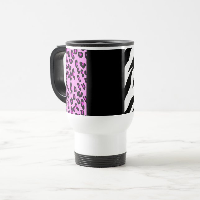 Caneca Térmica Impressão Leopardo, Impressão Zebra, Impressão Ani (Frente Esquerda)