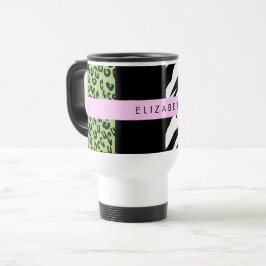 Caneca Térmica Impressão Leopardo, Impressão Zebra, Verde, Seu No