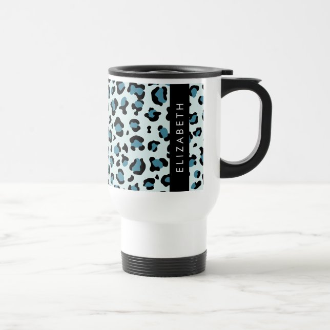 Caneca Térmica Impressão Leopardo, Manchas, Leopardo Azul, Seu No (Direita)