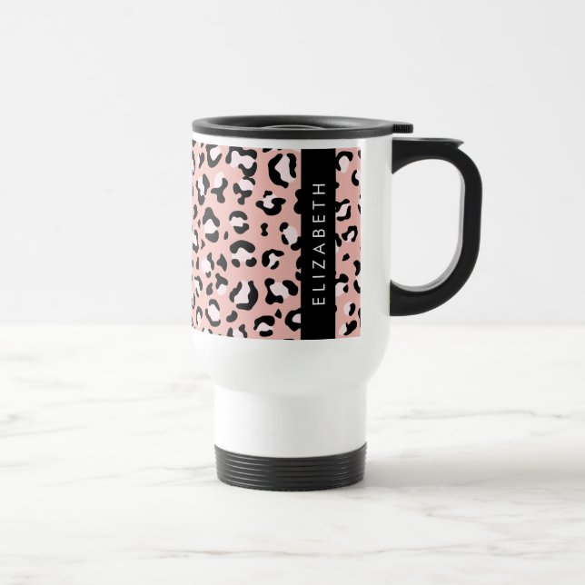 Caneca Térmica Impressão Leopardo, Manchas, Leopardo Rosa, Seu No (Direita)