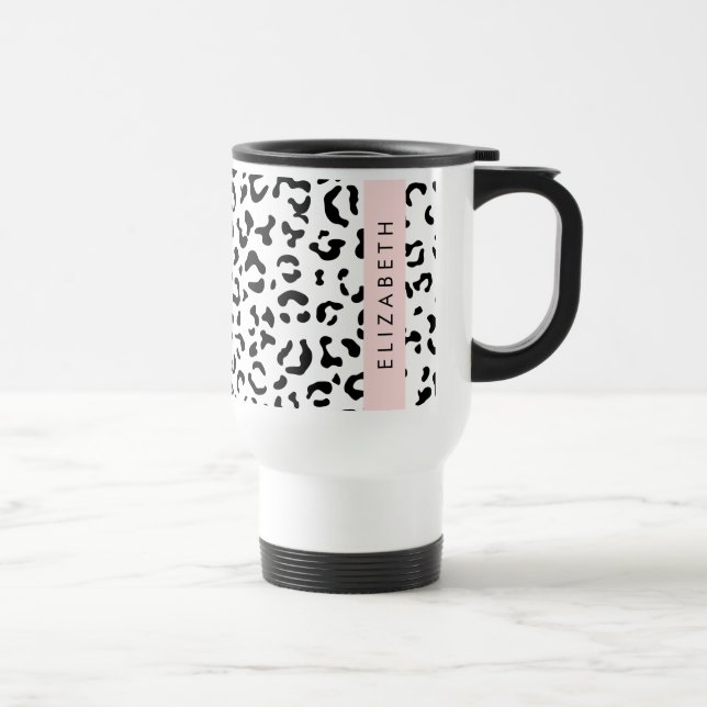 Caneca Térmica Impressão Leopardo, Manchas, Preto E Branco, Seu N (Direita)