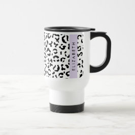 Caneca Térmica Impressão Leopardo, Manchas, Preto E Branco, Seu N