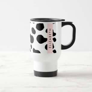 Caneca Térmica Impressão, Pontos De Vaca, Preto E Branco, Seu Nom