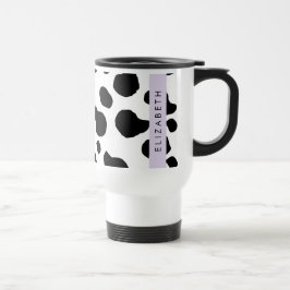 Caneca Térmica Impressão, Pontos De Vaca, Preto E Branco, Seu Nom