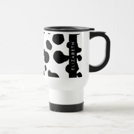 Caneca Térmica Impressão, Pontos De Vaca, Preto E Branco, Seu Nom
