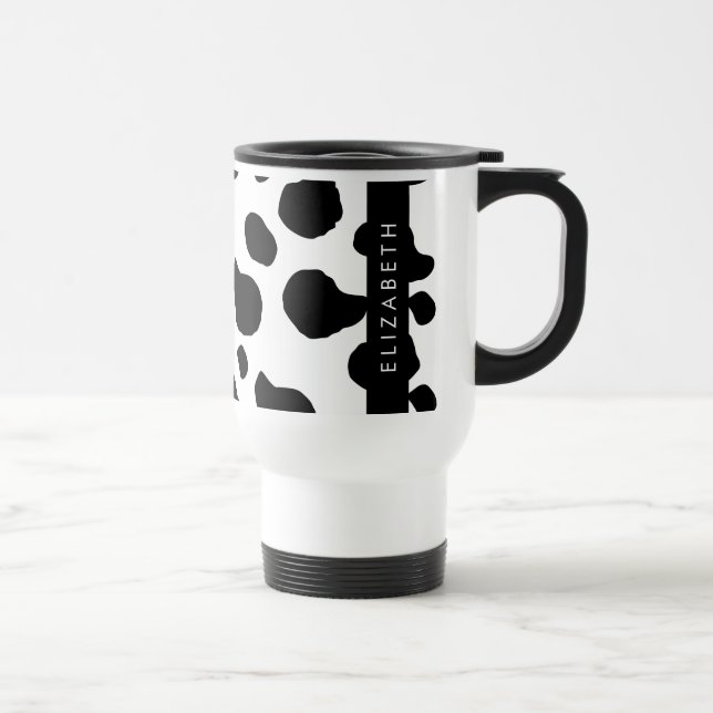 Caneca Térmica Impressão, Pontos De Vaca, Preto E Branco, Seu Nom (Direita)
