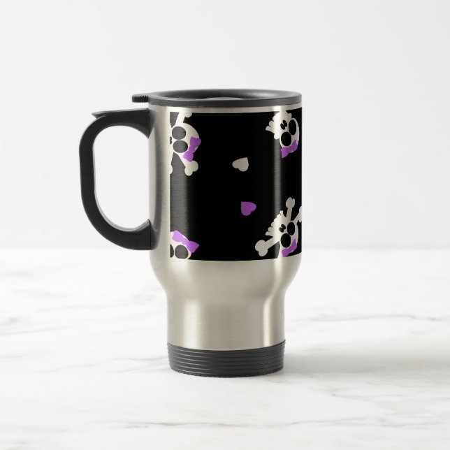 Caneca Térmica Impressão preto e roxo bonito do crânio e do (Esquerda)
