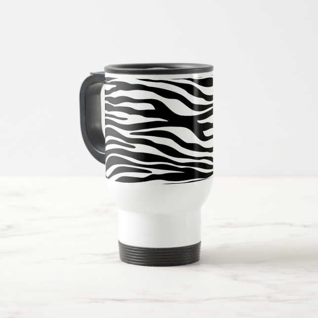 Caneca Térmica Impressão Zebra, Banhas Zebra, Preto E Branco (Frente Esquerda)