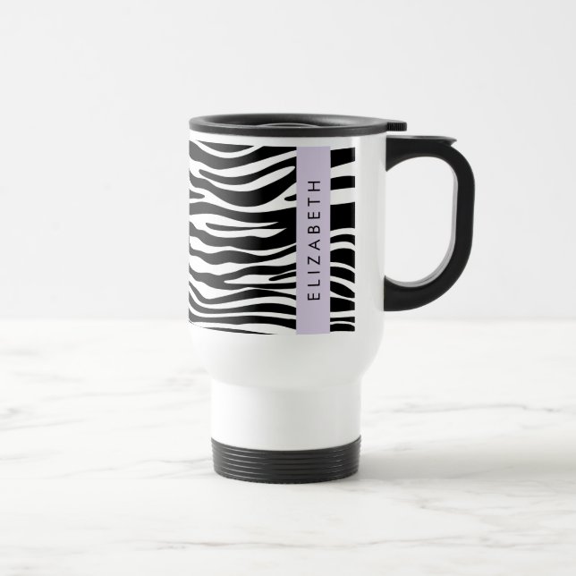 Caneca Térmica Impressão Zebra, Stripes, Preto E Branco, Seu Nome (Direita)