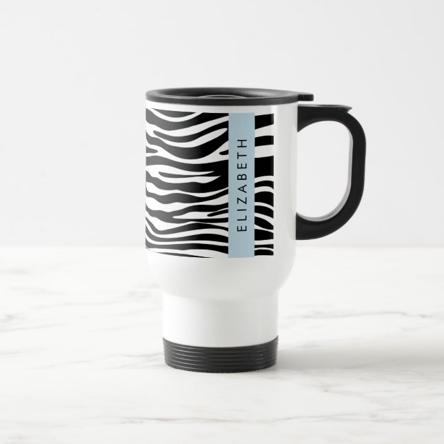 Caneca Térmica Impressão Zebra, Stripes, Preto E Branco, Seu Nome (Direita)