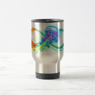 Caneca Térmica Infinidade com água-vivas do Arco-Íris