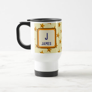 Caneca Térmica Iniciais de Monograma em Negrito Dourado com Estre