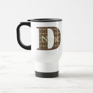 Caneca Térmica Iniciais do Monograma D Floral Vintage Personaliza