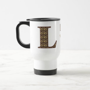 Caneca Térmica Iniciais do Monograma L Floral Vintage Personaliza