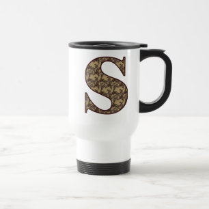 Caneca Térmica Iniciais do Monograma S Floral Vintage Elegante