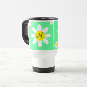 Caneca Térmica Iniciais Personalizados Florais Púrpura e Branco C