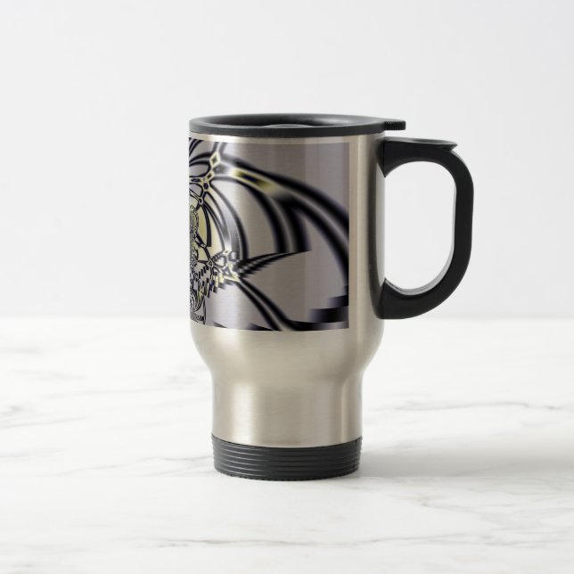 Caneca Térmica Íris Roxa Arte Fractal de Geometria Sagrada (Direita)