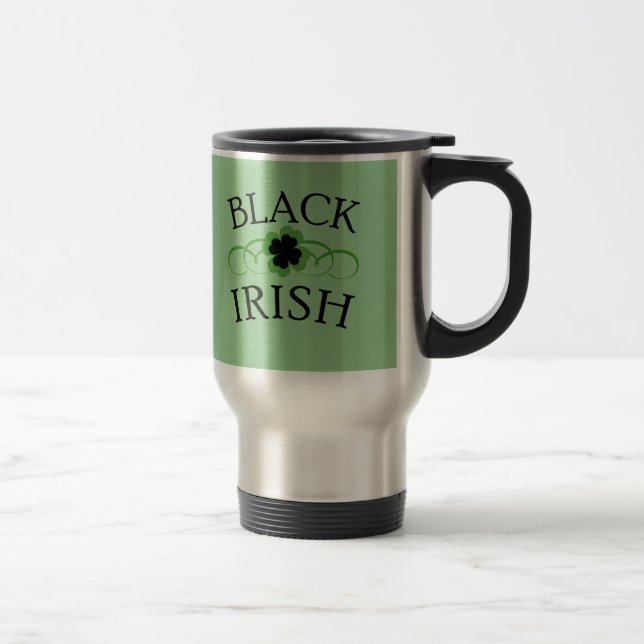 Caneca Térmica IRLANDÊS PRETO com trevo preto (Direita)