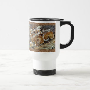 Caneca Térmica Itens de Cogumelos Dentro de Ação de Graças