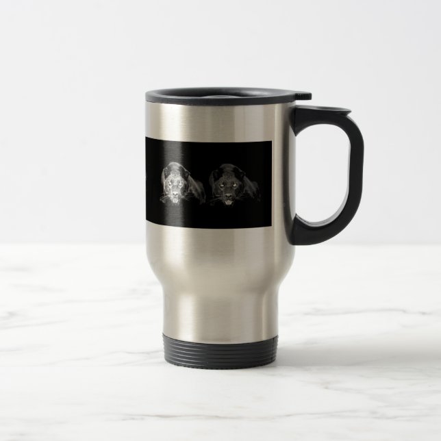 Caneca Térmica Jaguar Preto e Branco (Direita)