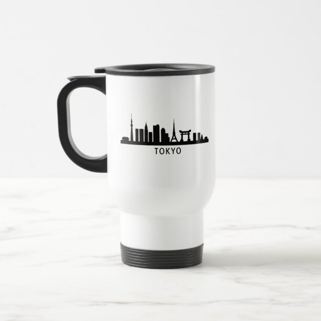 Caneca Térmica Japan Cityscape Travel | Tokyo Skyline Silhouette (Esquerda)