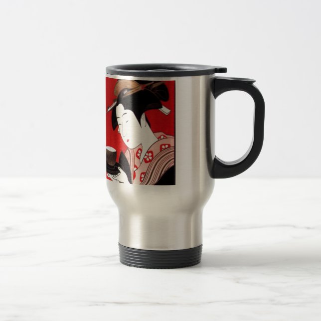 Caneca Térmica Japonesa Lady Tea Servindo Cerimonia Art Impressão (Direita)