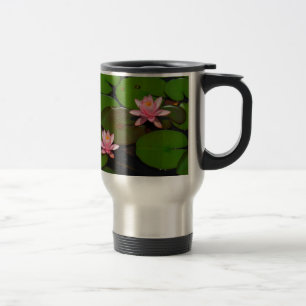 Caneca Térmica Jardim cor-de-rosa do lírio de água dos lótus,