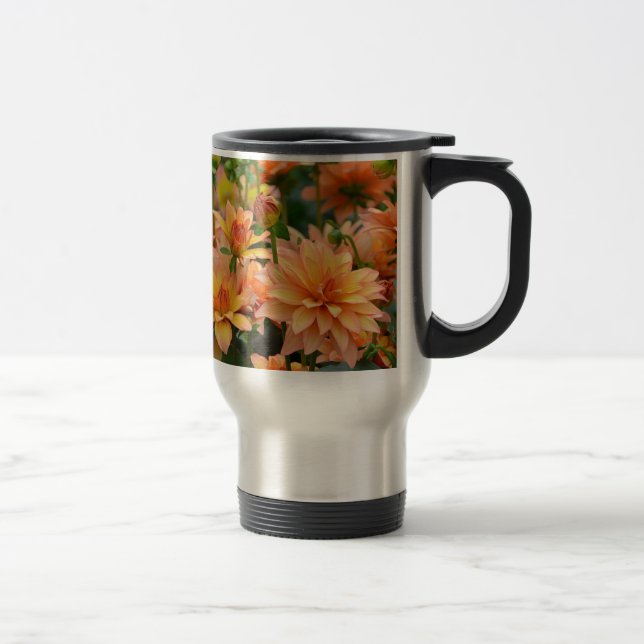 Caneca Térmica Jardim de flores da dália laranja (Direita)