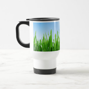 Caneca Térmica Jardim de Relva Verde com Desenho de Céu Azul