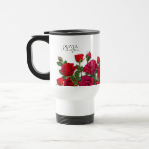 Caneca Térmica Jardim de Rosas Vermelhas Modernas Minimalistas Eu