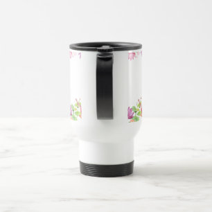 Caneca Térmica Jardim Floral de Lótus Rosa em Aquarela CASAMENTO