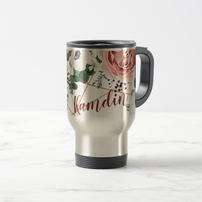 Caneca Térmica Jardim Geométrico Personalizado de 15 onças de caf (Frente Esquerda)