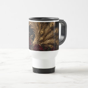 Caneca Térmica Jarra de Porcelana Barroca Pavão Dourado