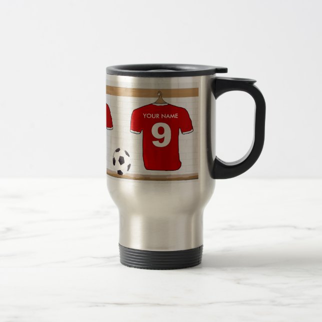 Caneca Térmica Jérsei de futebol vermelho e branco personalizado (Direita)