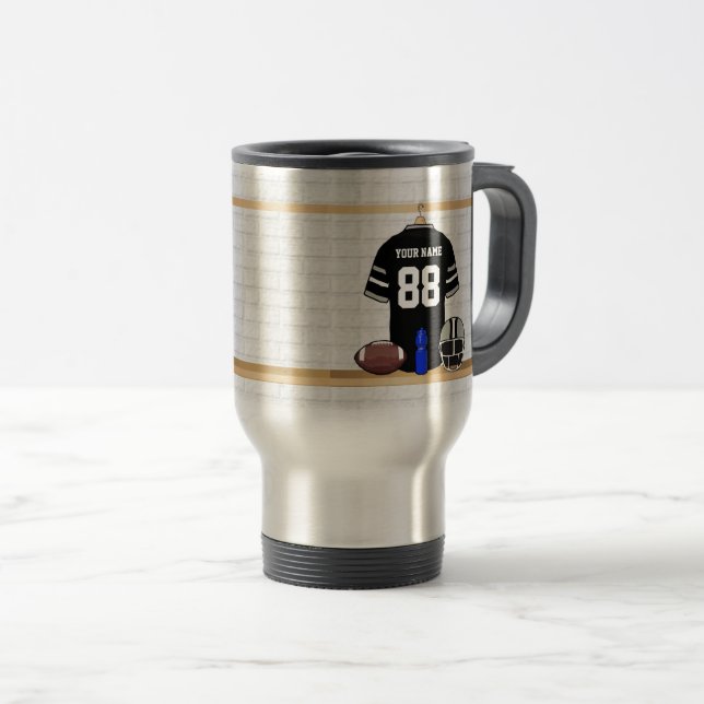 Caneca Térmica Jersey de Cinzas Negra e Silver Personalizadas (Frente Esquerda)