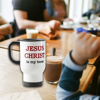 Caneca Térmica Jesus é meu chefe, Bíblia de fé cristã.