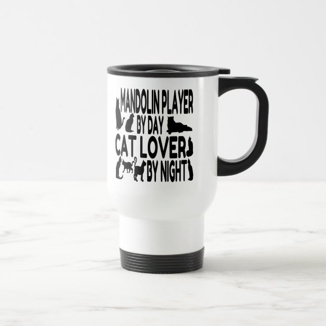 Caneca Térmica Jogador de Mandolin do Cat Lover (Direita)